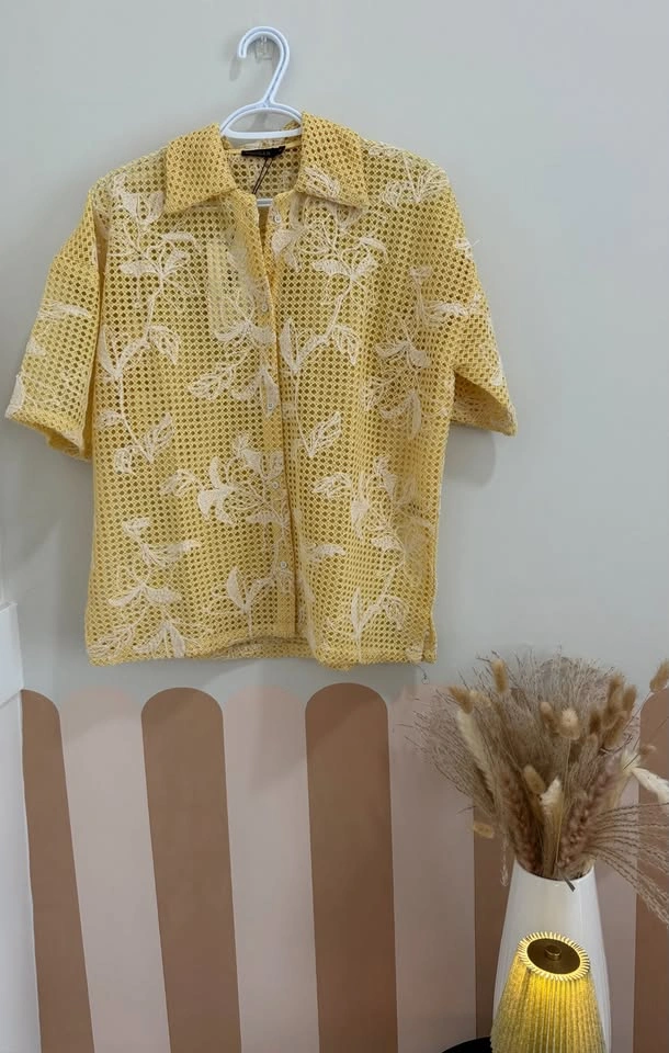 Cougar - Lemon yellow textured net shirt 💛 - photo 3