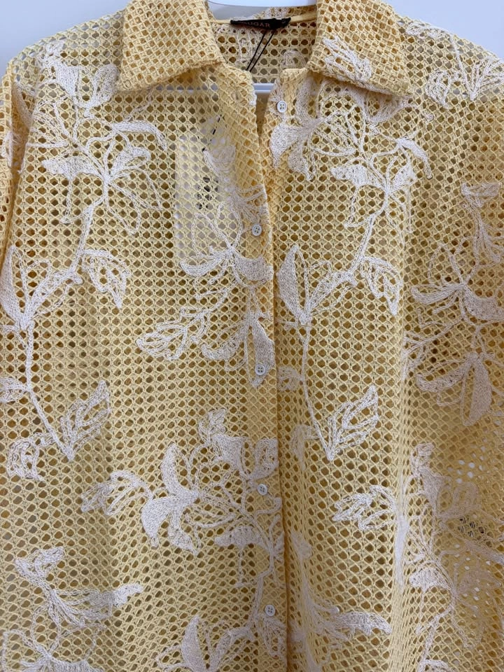 Cougar - Lemon yellow textured net shirt 💛 - photo 4