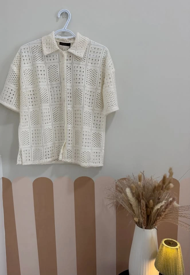 Cougar - White textured net shirt 🤍 - photo 3