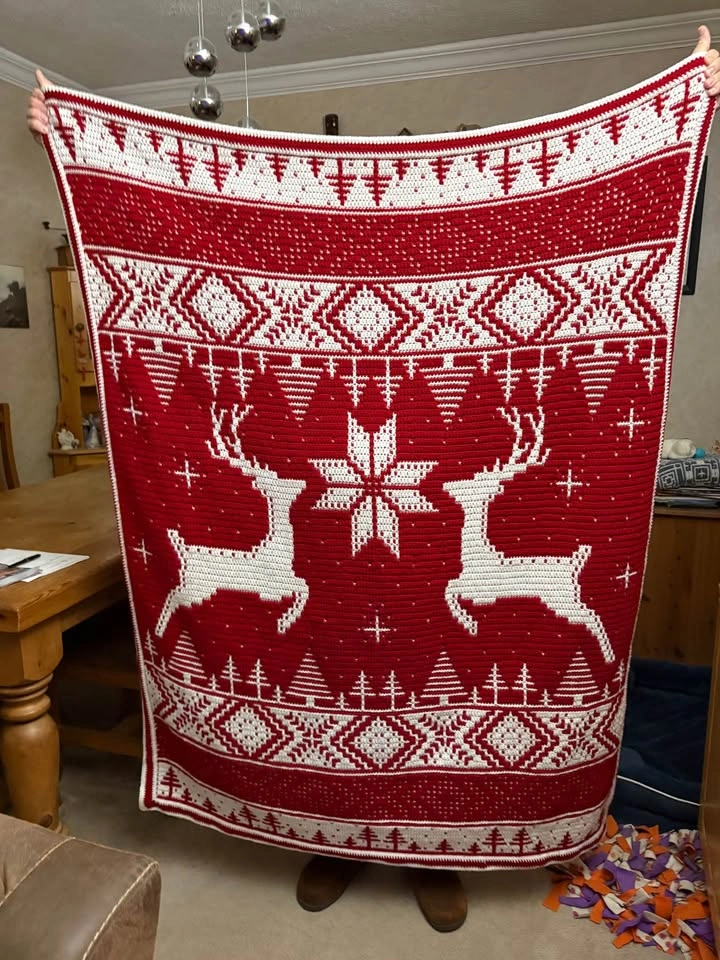 Large crocheted Christmas throw - photo 2