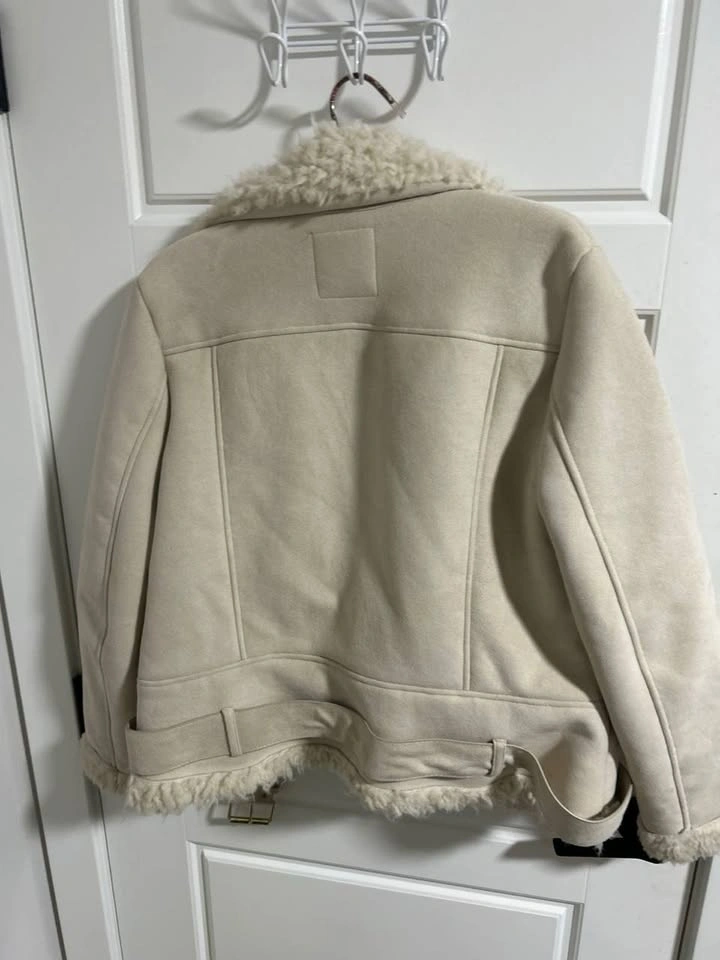 Zara Faux Shearling Moto Jacket Size S - photo 2