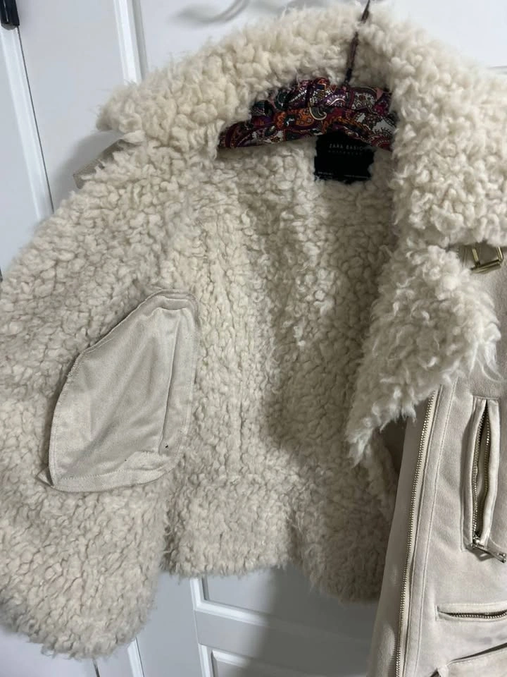 Zara Faux Shearling Moto Jacket Size S - photo 5