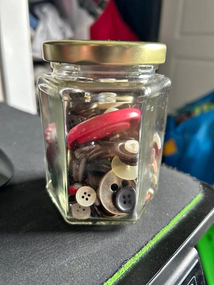 Vintage Mixed Button Lot in Glass Jar