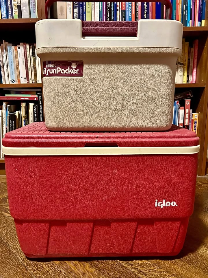 Vintage 1980s Cooler Pair: Igloo + Lil' Sunpacker 7710