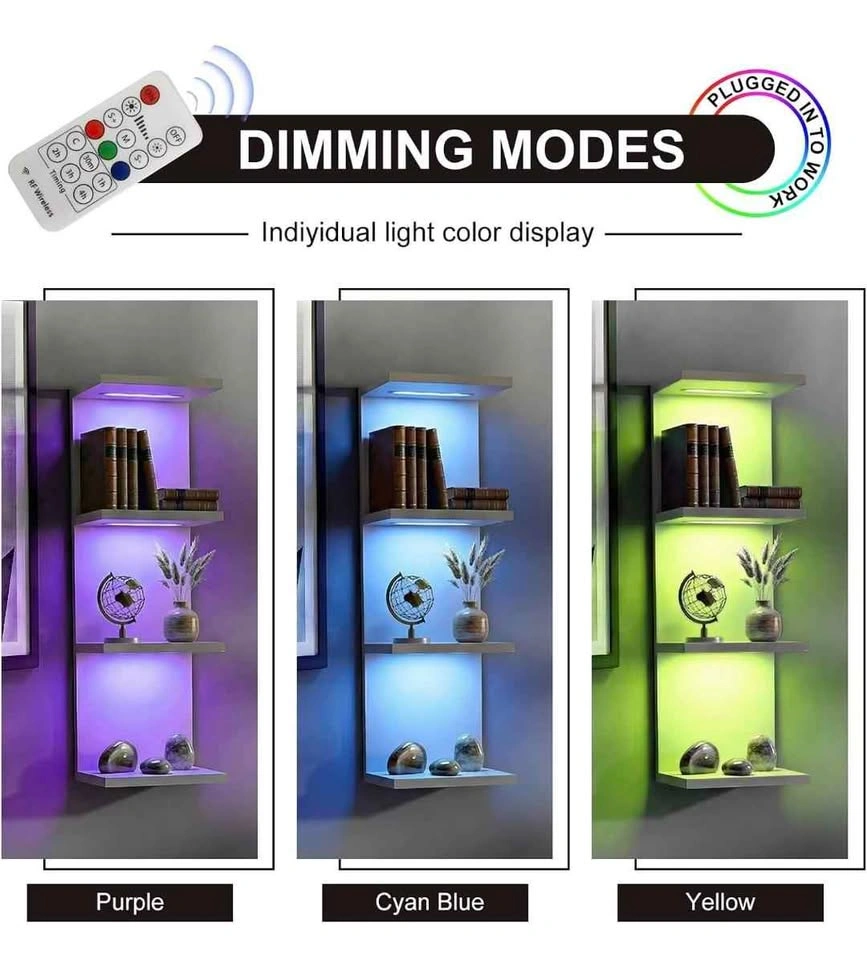 VIWODS 4-Tier Wall Shelf Unit with RGB Lights, White - photo 3