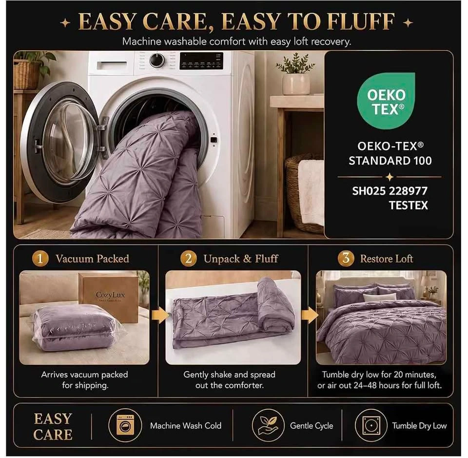 CozyLux Twin XL Comforter Set Dusty Purple, 5 Pieces - photo 3