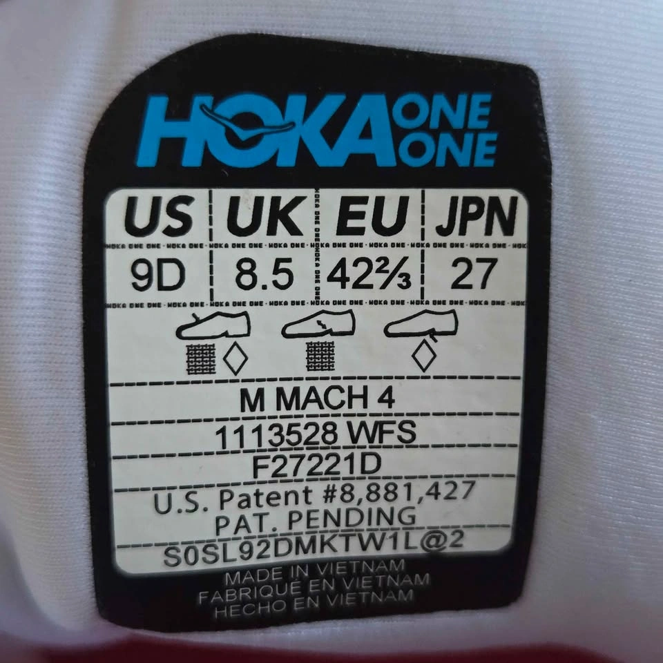 Hoka One One Mach 4 Running Shoes Mens 9D White Fiesta Orange - photo 2