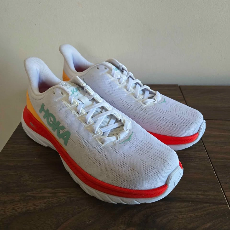 Hoka One One Mach 4 Running Shoes Mens 9D White Fiesta Orange - photo 3