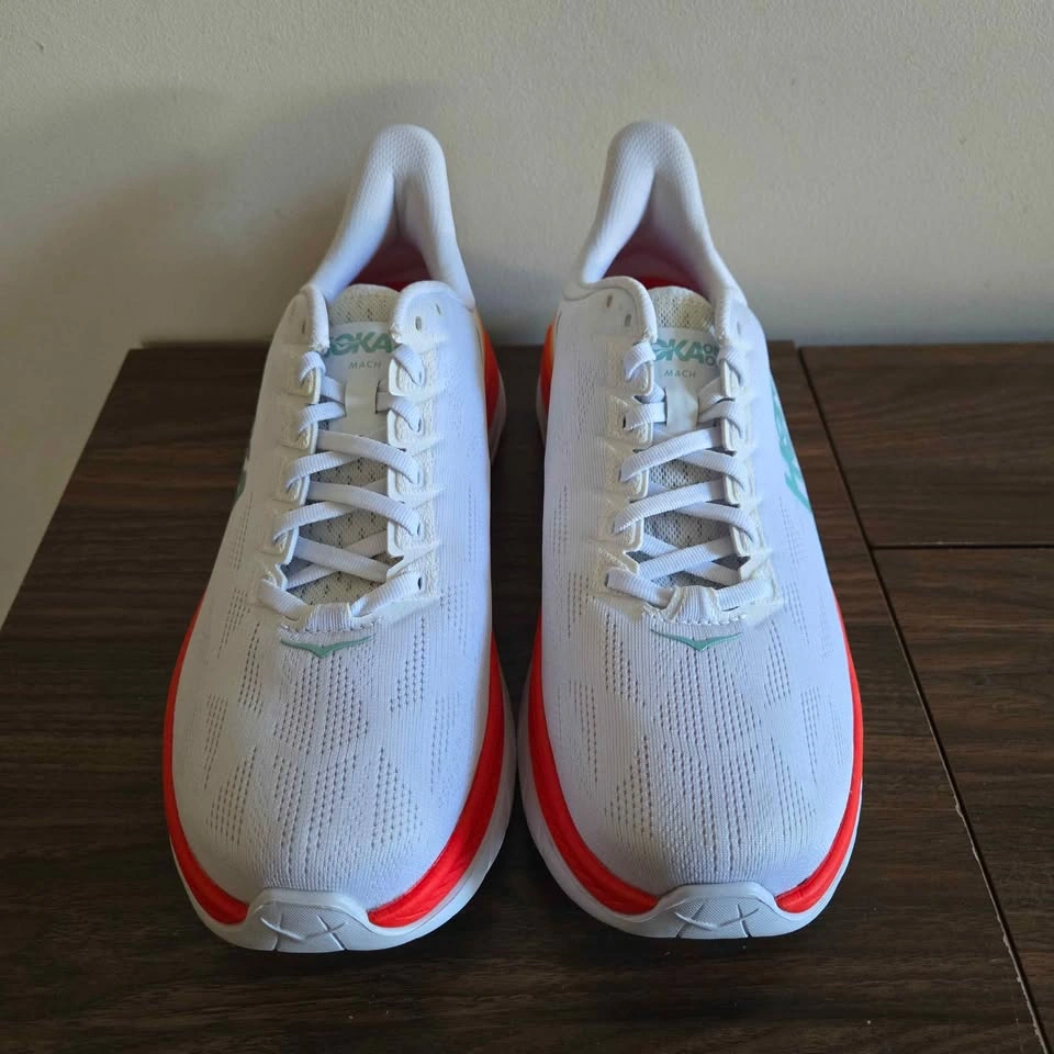 Hoka One One Mach 4 Running Shoes Mens 9D White Fiesta Orange - photo 4
