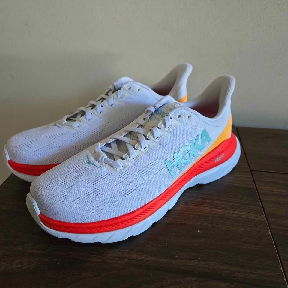 Hoka One One Mach 4 Running Shoes Mens 9D White Fiesta Orange - photo 5