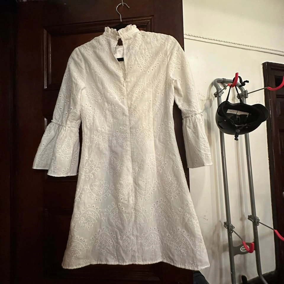 Chi Chi London NWOT White Eyelet 100% Cotton Bell Sleeve Dress - photo 2