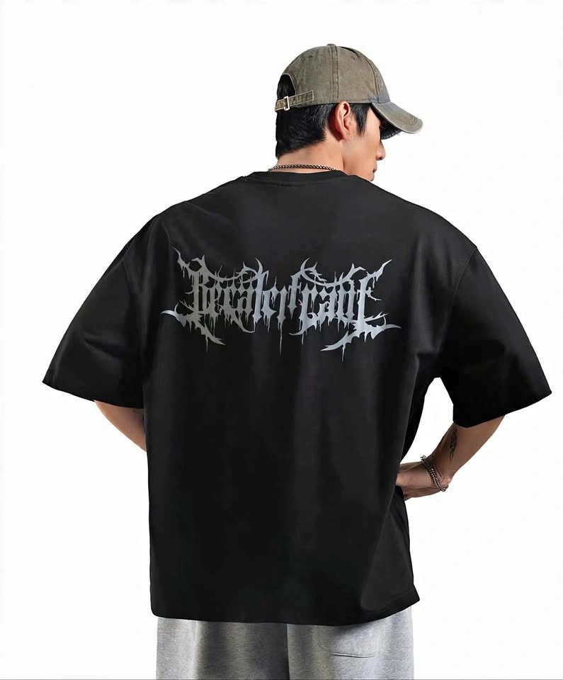 Men's Black Oversized Gothic Graphic T-Shirt – XL, Brand New