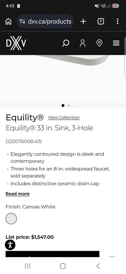 DXV Equility 33 in. Wall-Hung Sink, 3-Hole - photo 5