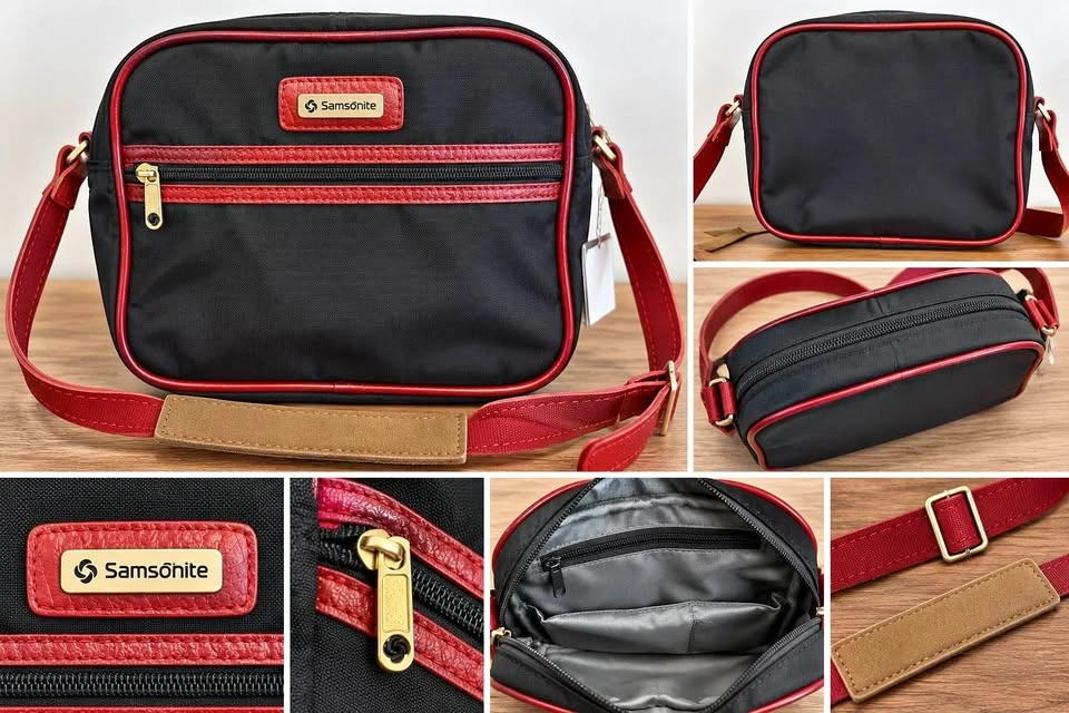 Samsonite Black & Burgundy Crossbody Shoulder Bag – $39 OBO