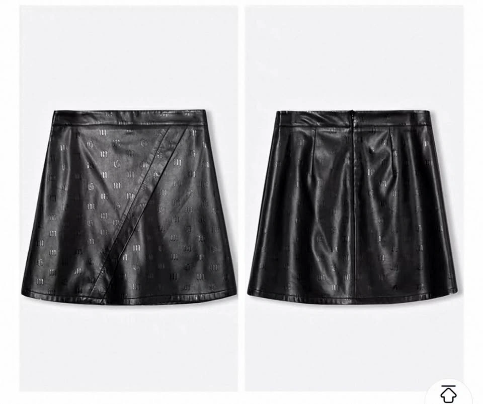 SEIFINI Black Faux Leather Skirt – Size L