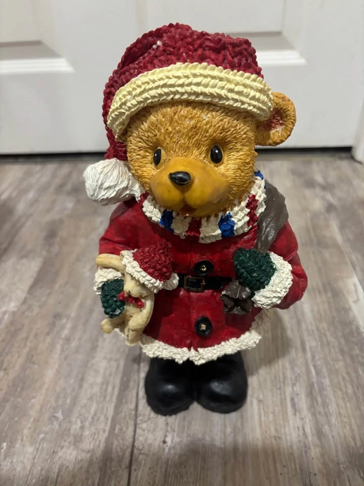 Vintage Christmas Teddy Bear Lamp & Matching Figurine Set - photo 5