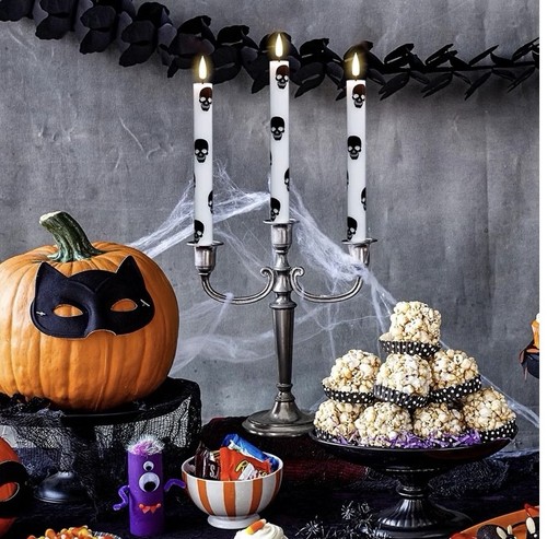 4-Pack Flameless LED Taper Candles Skull Halloween w/ Remote - photo 3