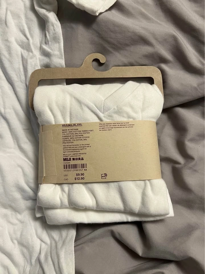 2 MUJI Side Seamless Jersey V-neck S/S T-shirt Size M - photo 2