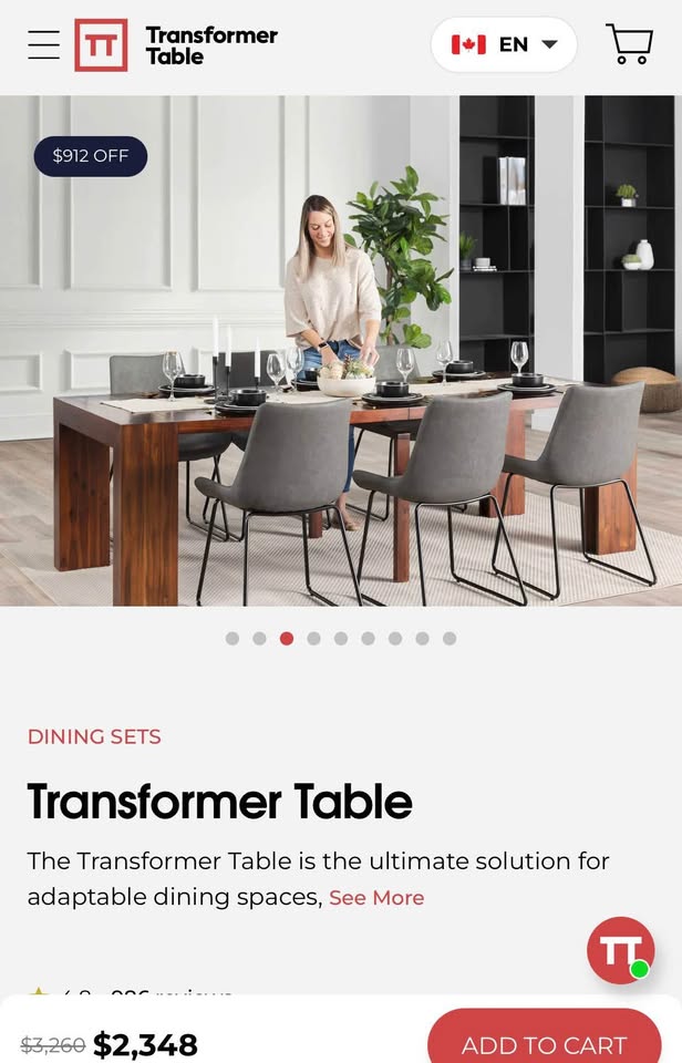 Transformer Table with coffee table for leafs