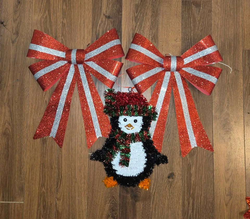 Christmas Decoration Bundle - Glitter Bows and Tinsel Penguin - photo 2