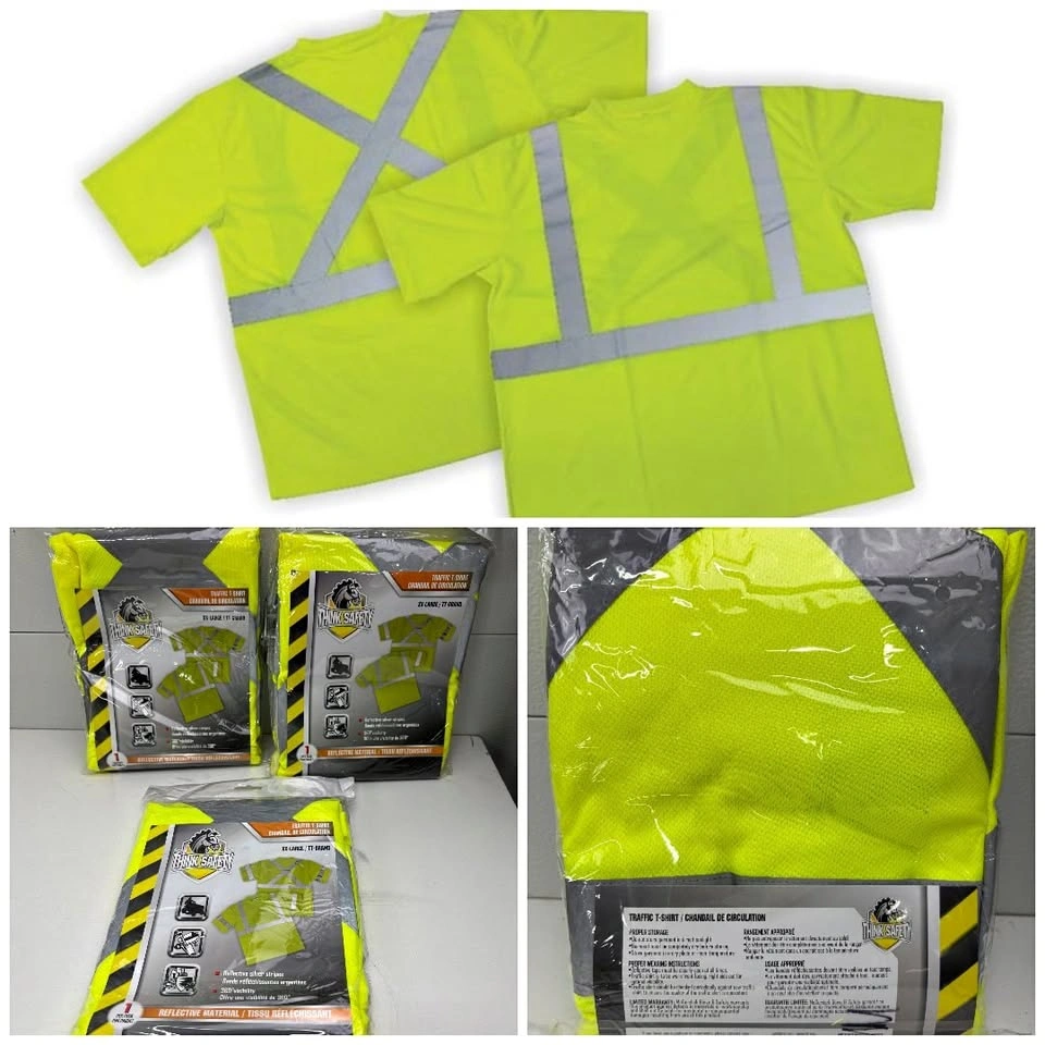 New - Workhorse Hi-Viz Striped Green T-Shirt 2XL (3 Shirts)