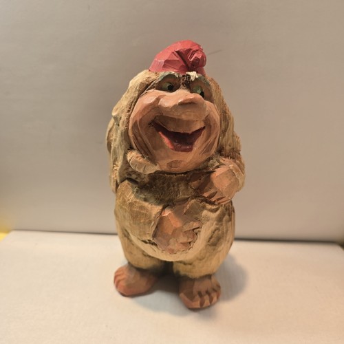 Signed Vintage Henning Norway Hand-Carved Troll Gnome 7"
