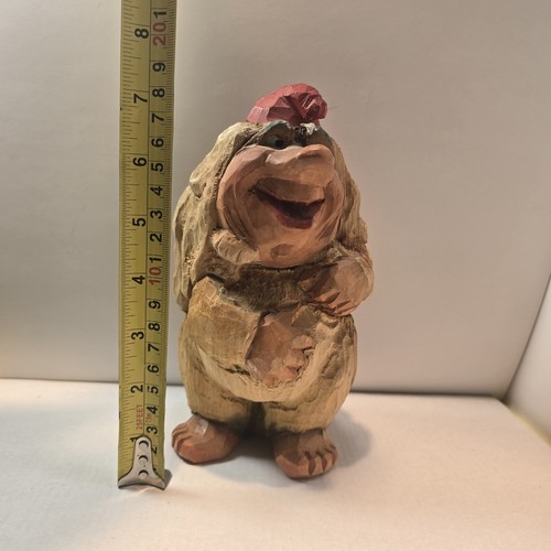 Signed Vintage Henning Norway Hand-Carved Troll Gnome 7" - photo 2