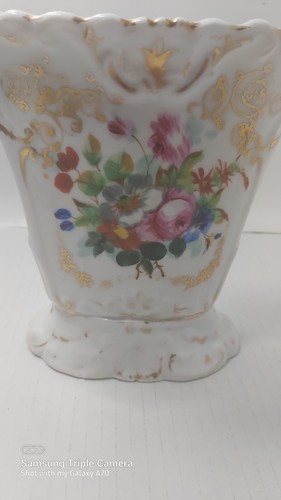 Antique Old Paris Porcelain Hand Painted Vase Floral 6.5" - photo 3