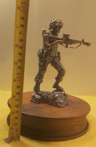 Vintage WWII Tin Soldier Statue with Wooden Base