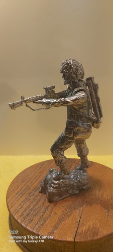 Vintage WWII Tin Soldier Statue with Wooden Base - photo 2