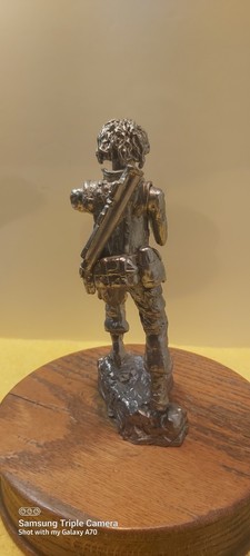 Vintage WWII Tin Soldier Statue with Wooden Base - photo 5
