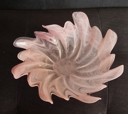 Murano CRYSTAL Creazioni SILVESRTI Scalloped edge swirl trinket