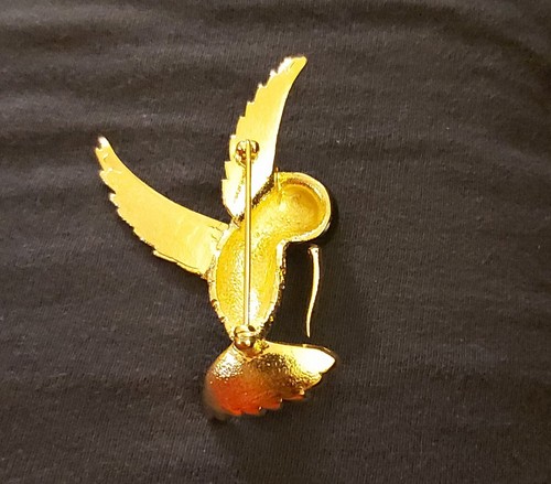 Vintage SPHYNX enamel bird hummingbird 1980s brooch - photo 2