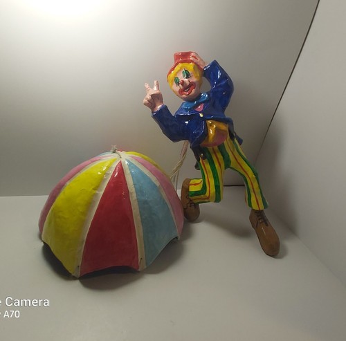 Vintage 1973 Paper Mache Clown Parachute with Peace Sign - photo 2