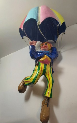 Vintage 1973 Paper Mache Clown Parachute with Peace Sign - photo 4