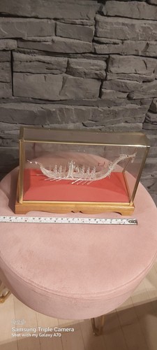 Hand Blown Glass Dragon Boat in Glass Case - photo 5