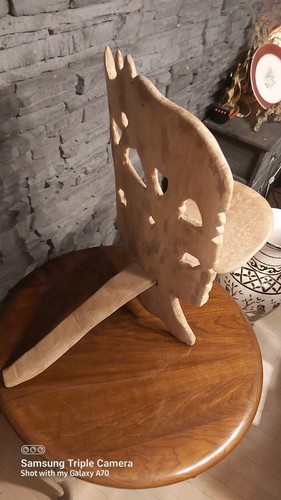 2 Vintage African Hand Carved Solid Wooden Birthing Chairs - photo 3