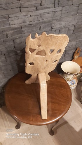 2 Vintage African Hand Carved Solid Wooden Birthing Chairs - photo 4