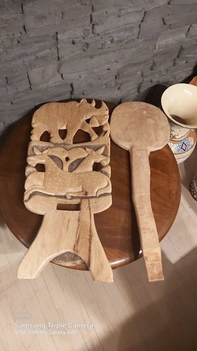 2 Vintage African Hand Carved Solid Wooden Birthing Chairs - photo 5