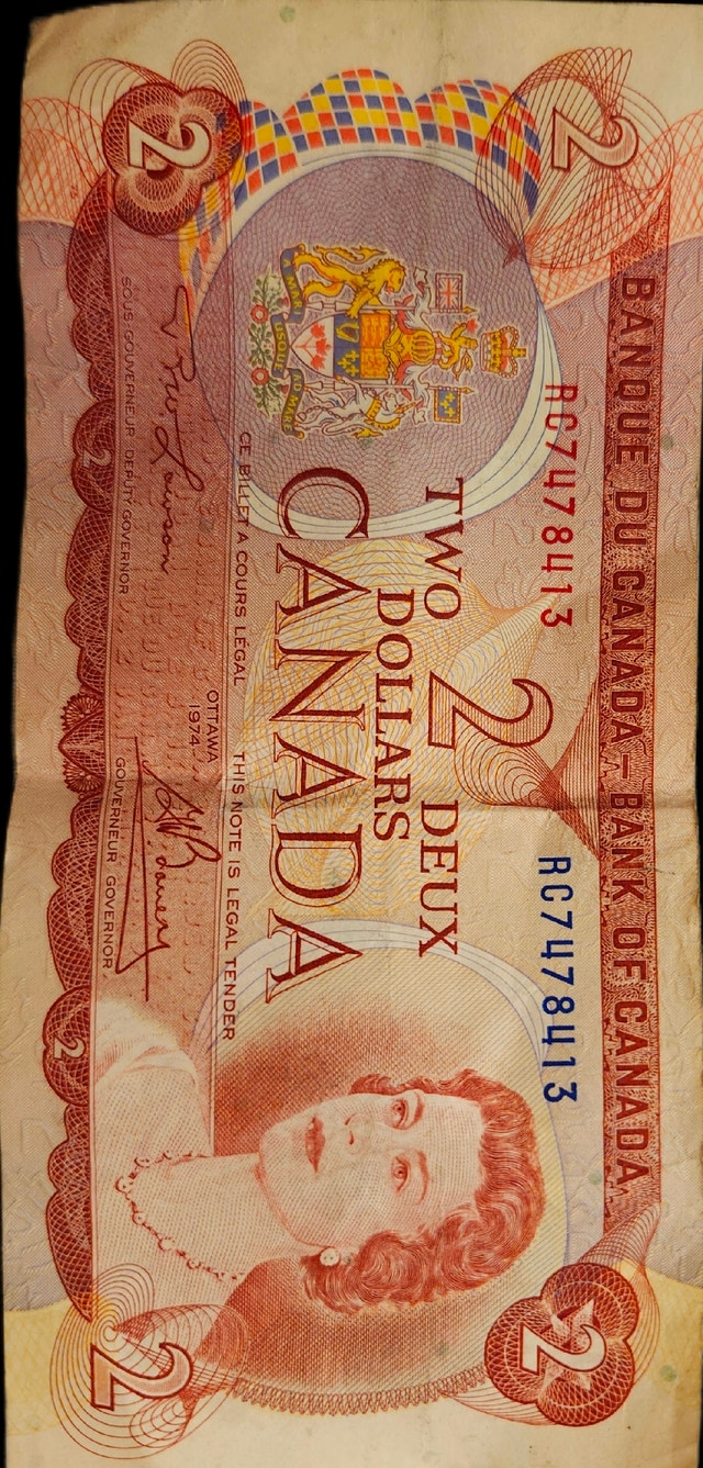Bank of Canada Two Dollar Bill, 1974 Series
