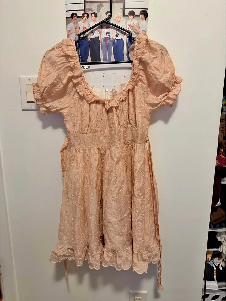 Pink hearts ruffle dress