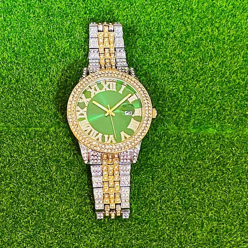 Men's Green Dial Analog Watch Two-Tone Stainless Bracelet - photo 2