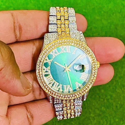 Men's Green Dial Analog Watch Two-Tone Stainless Bracelet - photo 4