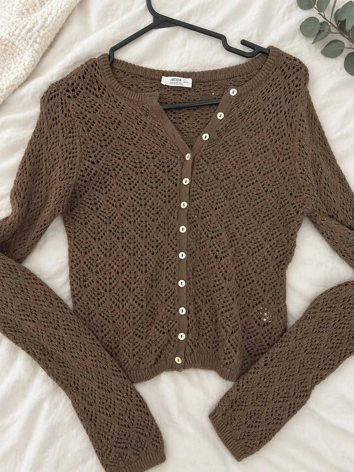 Ardene Brown Open-Knit Cardigan - photo 2