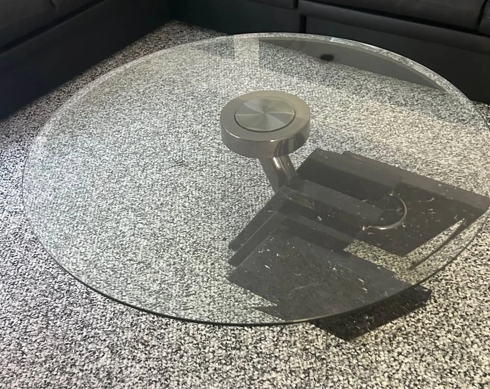 Modern Glass-top Coffee Table Geometric Black Marble Base - photo 2