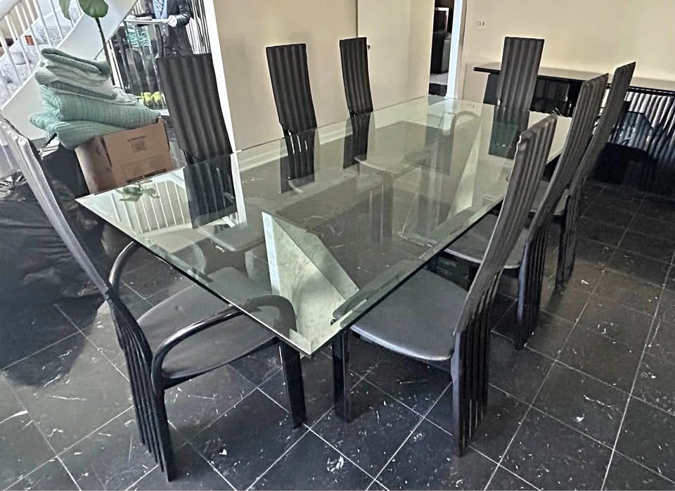 Dining Room Table Large Glass Top 8’x4’