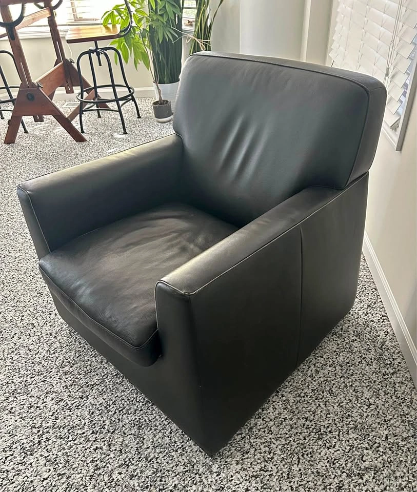 Incanto Divani Black Leather Arm Chair
