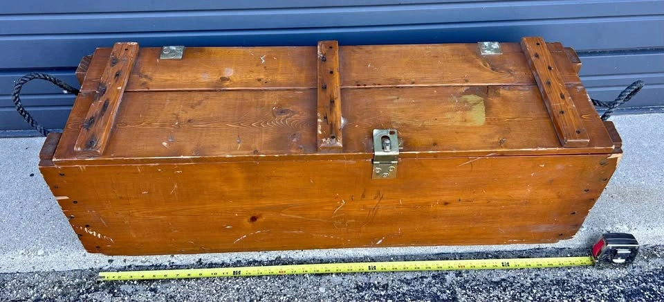 Vintage Wood Carpenters Tool Chest Trunk Military Footlocker