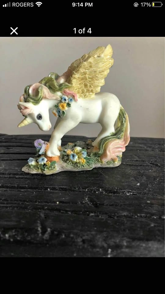 Vintage Winged Unicorn Alicorn Figurine with Flowers