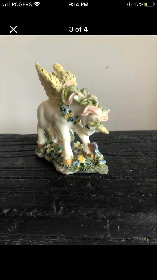 Vintage Winged Unicorn Alicorn Figurine with Flowers - photo 2